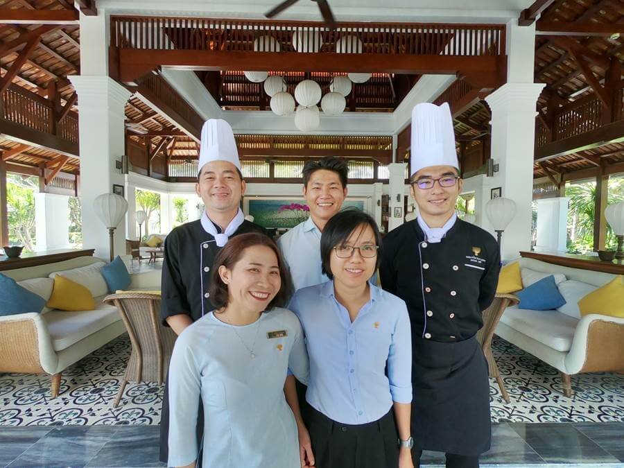 From left to right, Le Huu Nghia, Le Thi Cam Van, Le Thanh Hoa, Nguyen Thi Ngoc Nga and Nguyen Duy Anh have all achieved promotions at The Anam.
