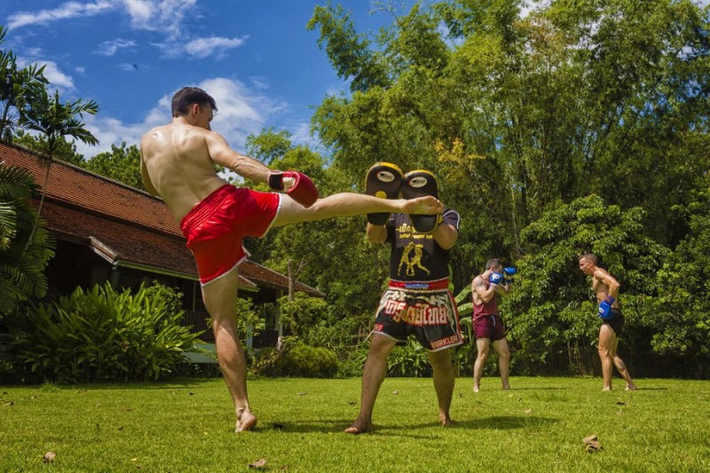 Thai boxing lessons help clients focus attention and energy.