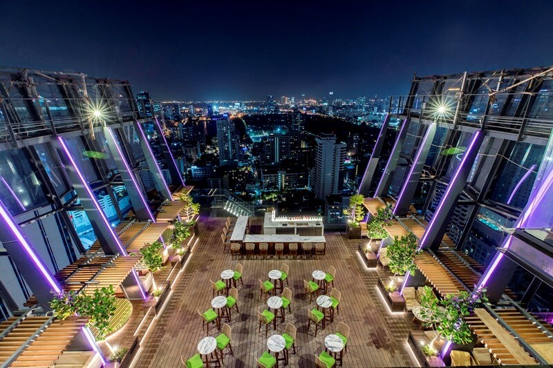 Spectrum's outdoor bar area on the 30th floor