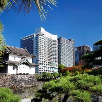 Palace Hotel Tokyo with the Imperial Palace's Tatsumi Watchtower in the foreground