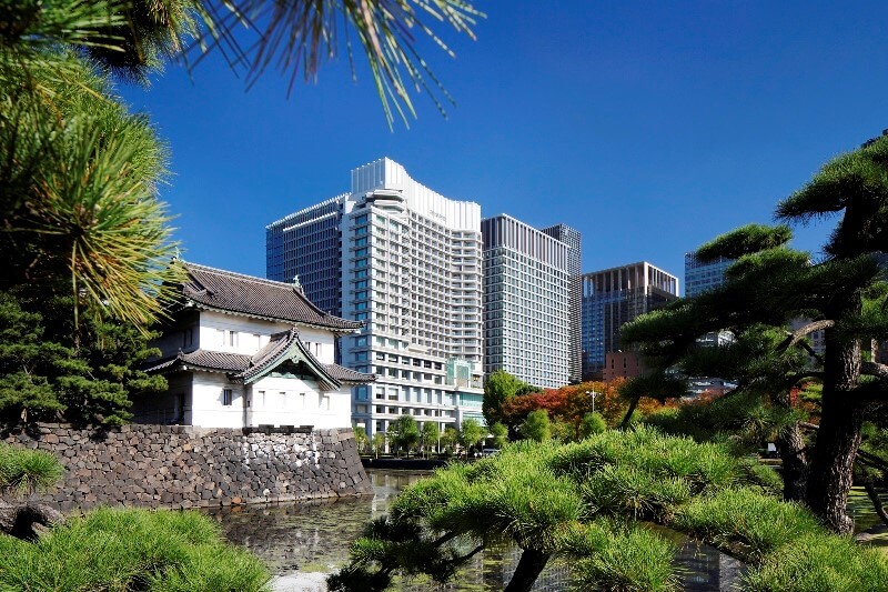 Palace Hotel Tokyo with the Imperial Palace's Tatsumi Watchtower in the foreground