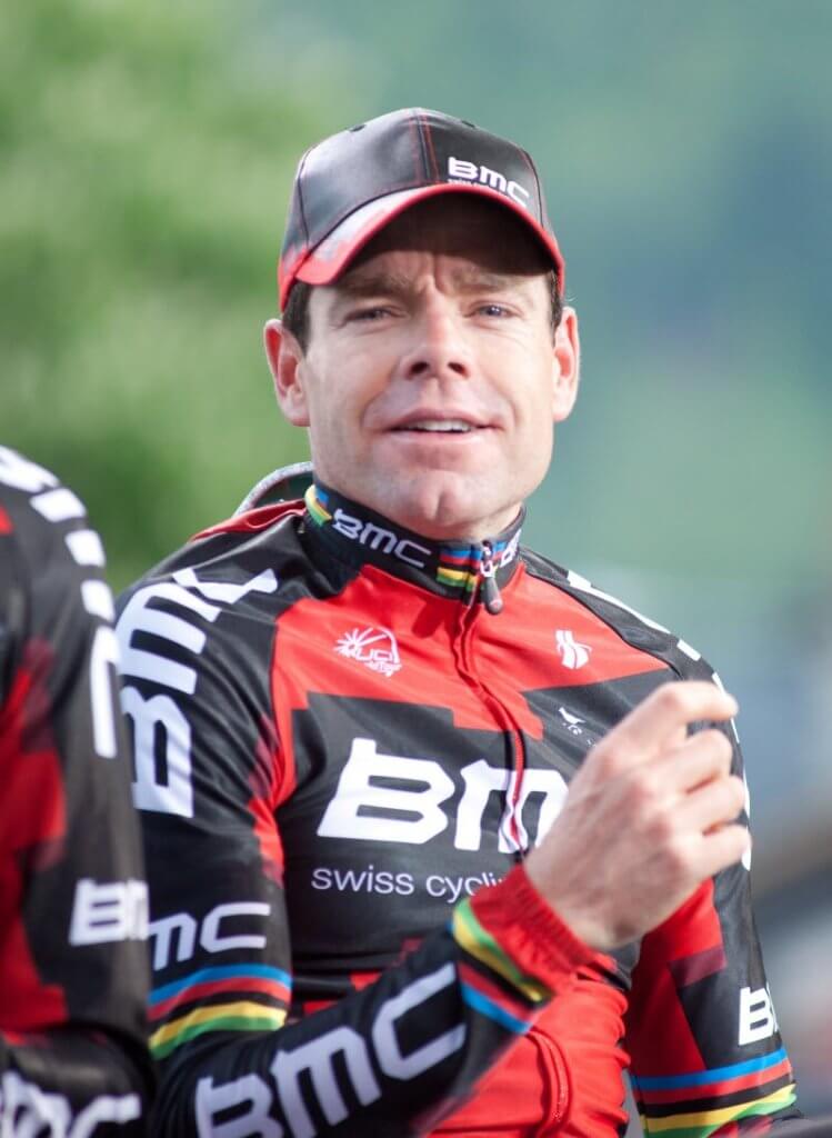 Australian cycling legend Cadel Evans heads up the field for the second Coupe de Hue