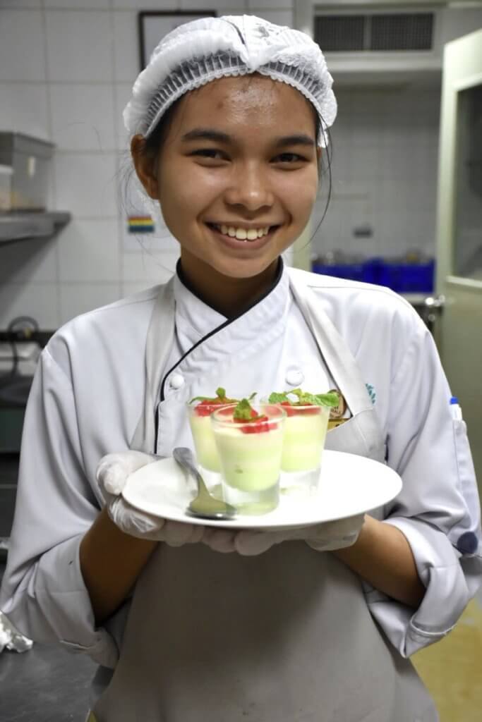 Nong On, pictured in the kitchen during her internship at Banyan Tree Samui.