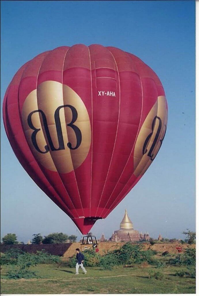 A rare image of the first ever Balloons Over Bagan flight on 31 December 1999
