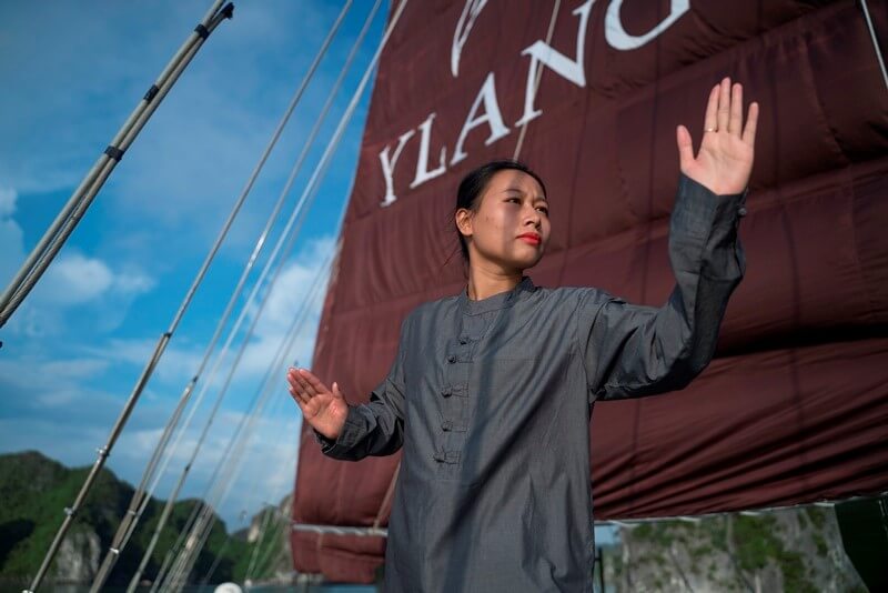 Guests can enjoy early-morning tai chi lessons on deck