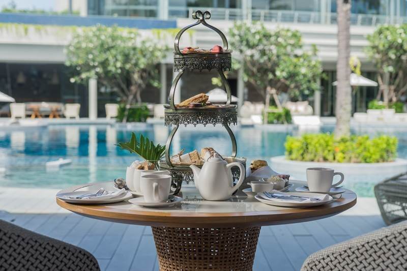 Afternoon tea entails a selection of premium TWG loose teas, the obligatory scones with clotted cream and homemade jam, and a selection of sweet and savoury treats. Optional Nua Prosecco and Moët & Chandon Piccolo cost extra.