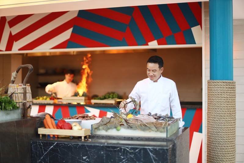 Fresh locally sourced seafood grilled to perfection is the specialty at vibrant beachside SESUN