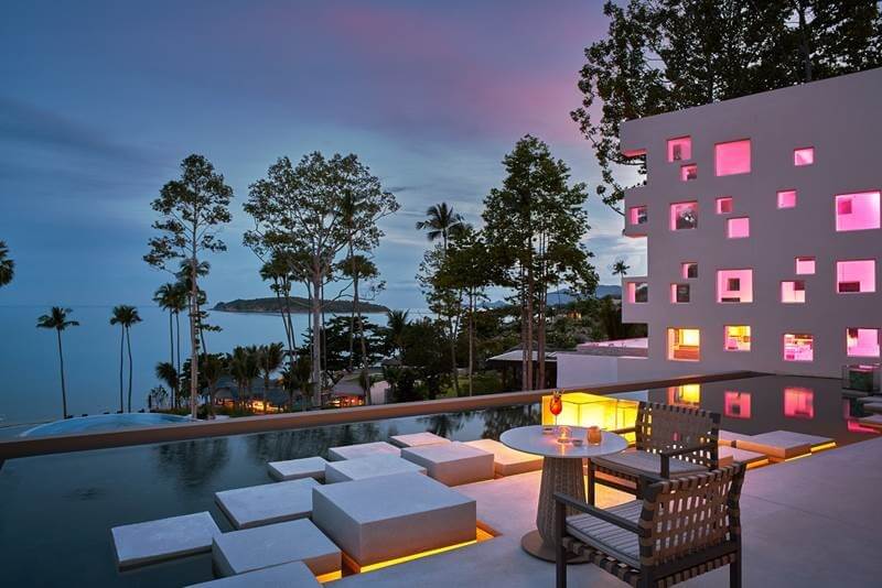 The series of cubes set into the elevated section of the resort's terraced swimming pools make for unforgettable captures