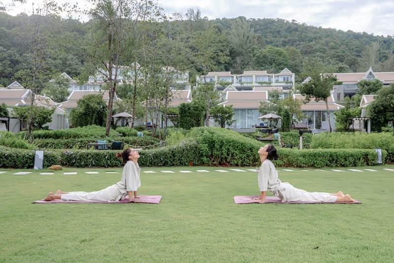 Morning yoga at Banyan Tree Krabi