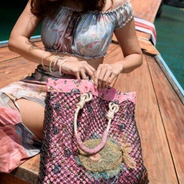 All Souvenirs From The Sea tote bags are created using upcycled debris from the Andaman Sea.
