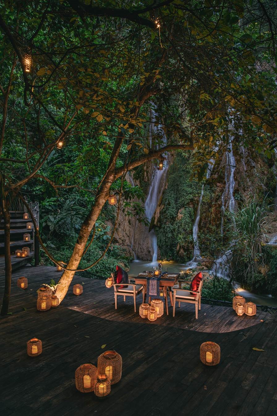 Private Dining Beneath a Waterfall