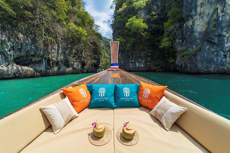 Dreaming of a desert island in the Andaman Sea? Banyan Tree Krabi conducts island-hopping day tours where guests travel in style.