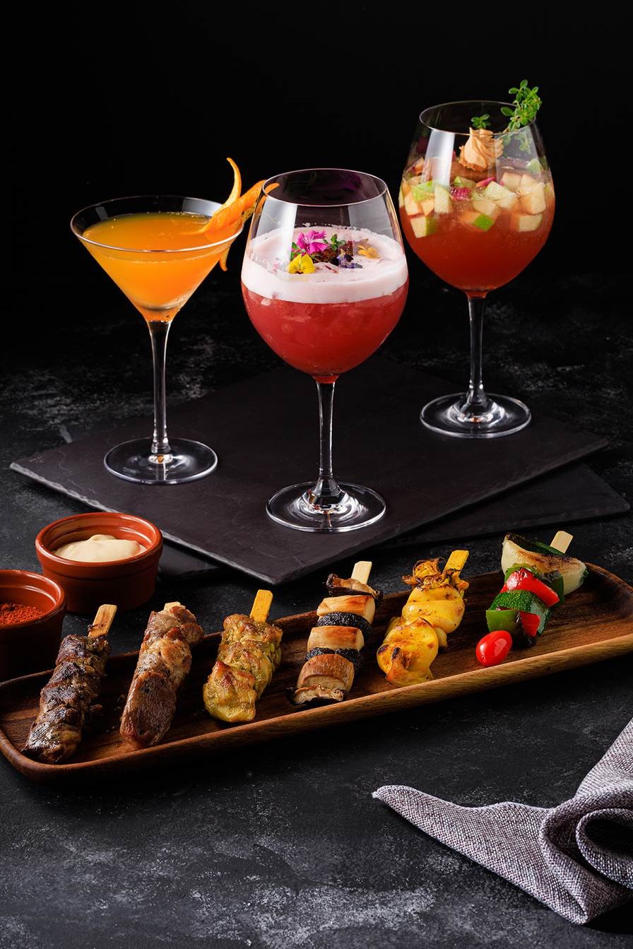 The dishes, such as mixed grill skewers, are designed to be accompanied by the bar’s vast array of spirits, cocktails, mocktails, wines, beers, coffees, signature tea concoctions, smoothies and shakes, fresh juices, and soft drinks.