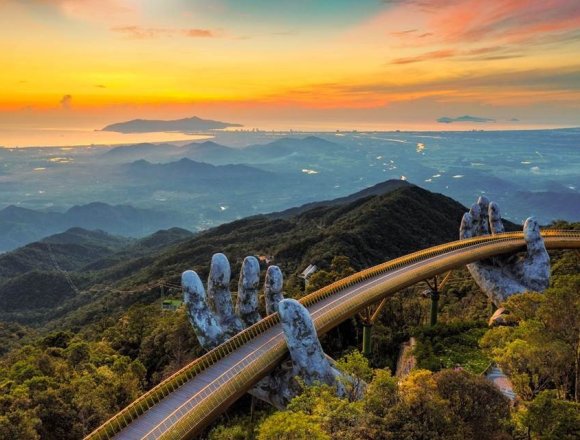 The famous Golden Bridge in the Sun World Ba Na Hills Entertainment Complex has become an icon of Vietnam