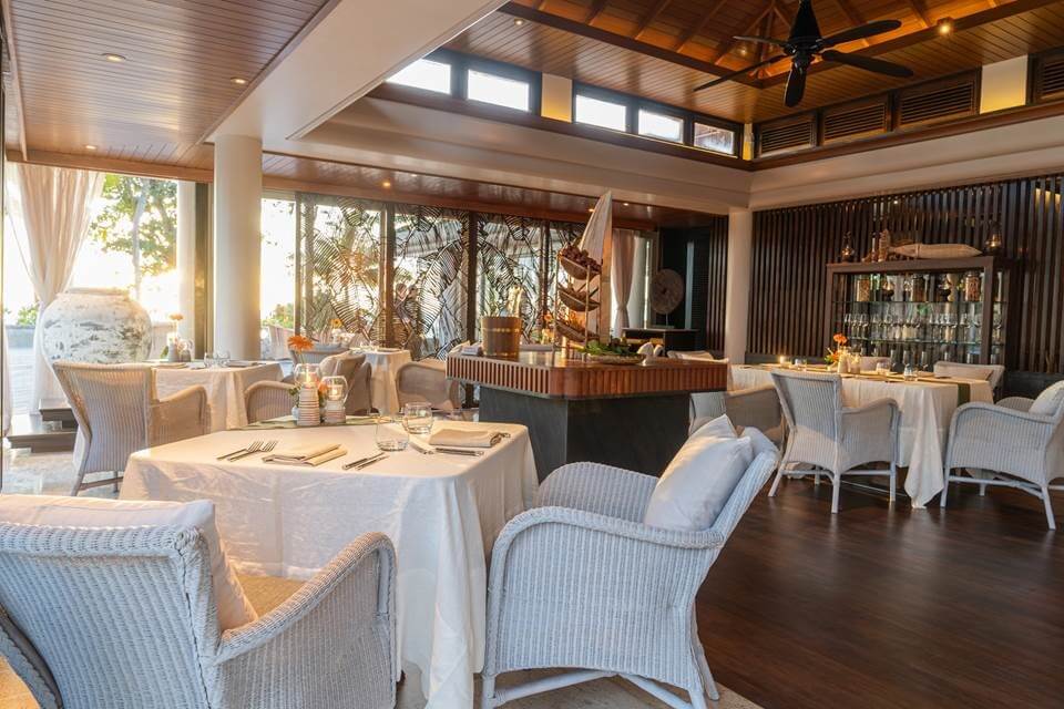 The gorgeous dining space at SAT at Trisara creates a perfect ambience in which to enjoy chef’s creations