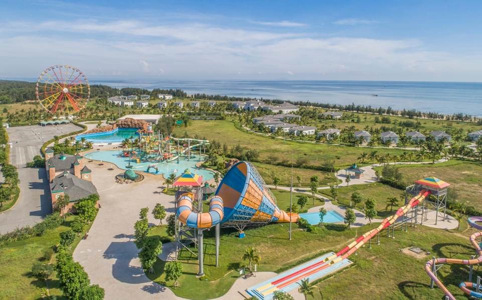 Vinpearl Water Park Ha Tinh with Melia Vinpearl Cua Sot in the background