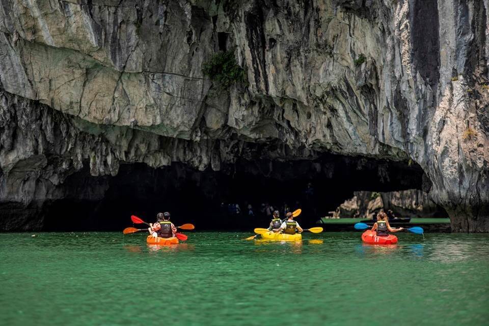 Highlights of the itinerary’s first day include a buffet lunch with views of Halong Bay’s limestone islets, experiencing Luon Cave’s compelling lake on a bamboo boat or kayak, and the chef’s special dinner at the vessel’s restaurant.