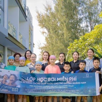 Green Hope 2024, supported by Montgomerie Links, offers free swimming lessons to children in Quang Nam province