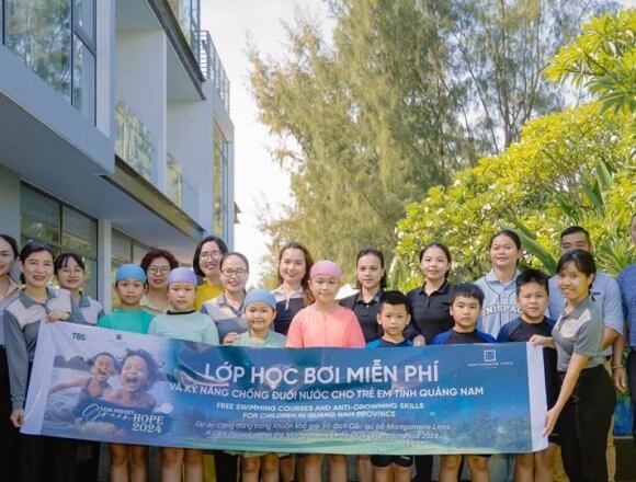 Green Hope 2024, supported by Montgomerie Links, offers free swimming lessons to children in Quang Nam province