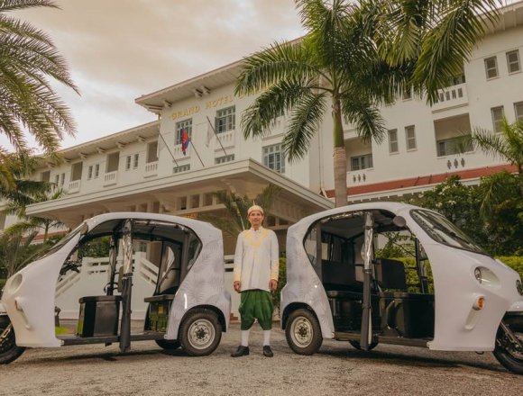 New eco-friendly electric tuk-tuks at Raffles Grand Hotel d'Angkor