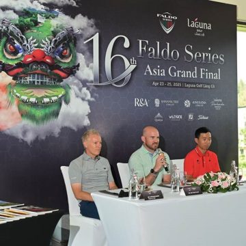 Matthew Faldo, centre, is bullish about Vietnam’s potential as a hub for golf in Asia