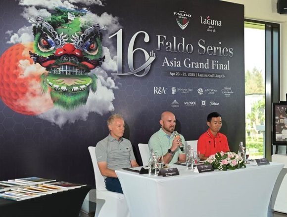 Matthew Faldo, centre, is bullish about Vietnam’s potential as a hub for golf in Asia