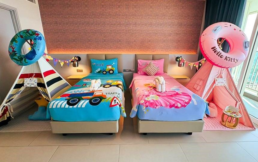 The optional boys’ and girls’ playful room set-ups The optional boys’ and girls’ playful room set-ups bring a riot of colour to any of Alma’s oversized suites and pavilions, which all afford sweeping views of Long Beach and its buttermilk sands.
