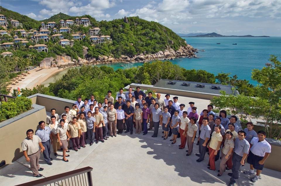 Banyan Tree Samui associates gather for the launch of the resort in July 2010.