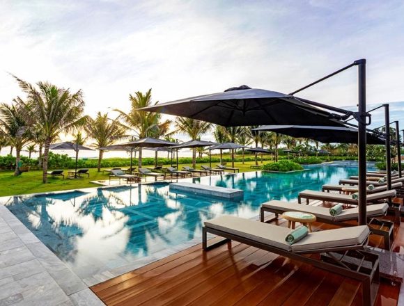 The main swimming pool at Maia Resort Quy Nhon, an idyllic beachside haven in central Vietnam.