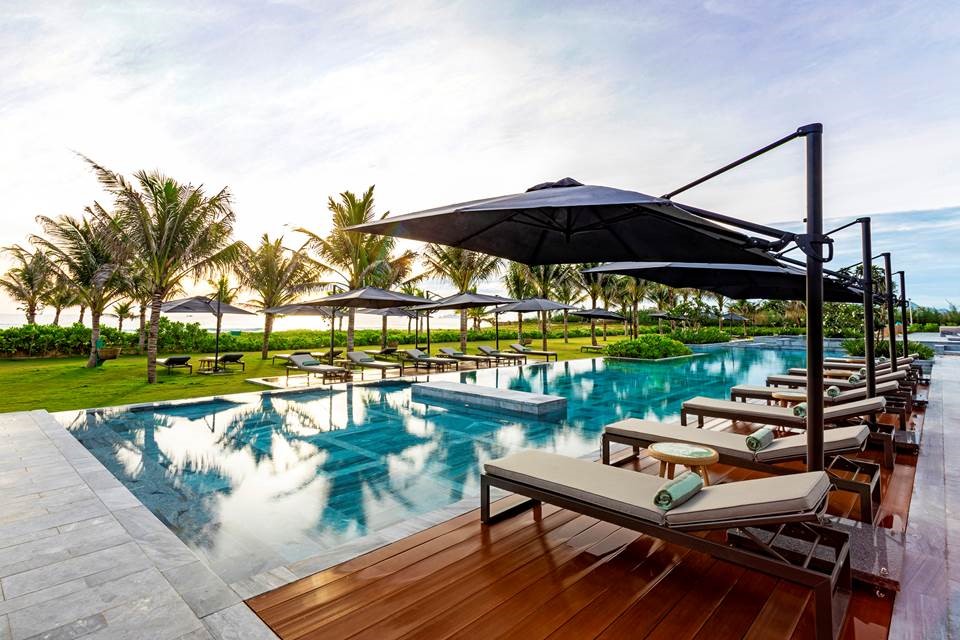 The main swimming pool at Maia Resort Quy Nhon, an idyllic beachside haven in central Vietnam.
